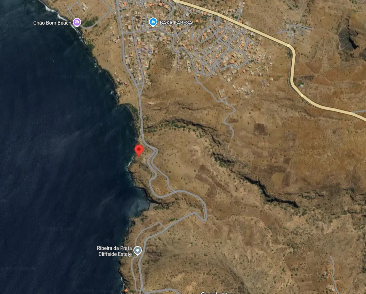 Official survey plan for Chão Bom — Vista Atlantico Tourist Village, Tarrafal, Cape Verde showing all lots